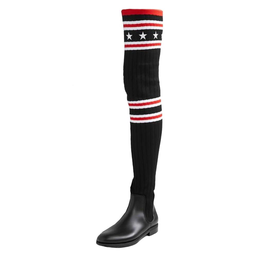  Givenchy Size 37 Stripe & Stars Knee High Sock Boot