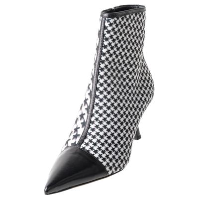 Jimmy Choo Size 38.5 Black Houndstooth Ankle Boot 