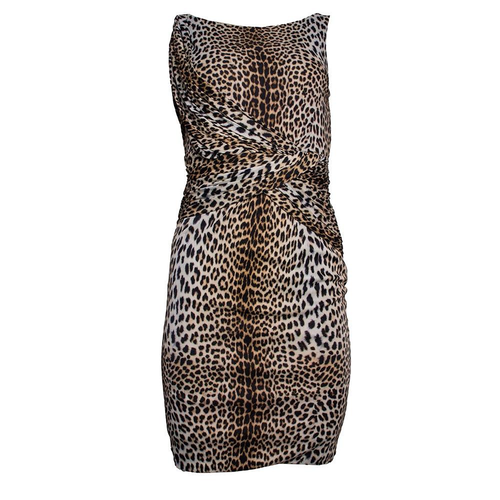  Giambattista Valli Size 40 Brown Leopard Print Dress