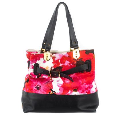 Christian Louboutin Pink Floral Leather Detail Tote Handbag 