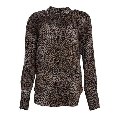 New Frame Size Small Brown Leopard Print Blouse