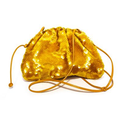 Bottega Veneta Gold Mini Sequin Crossbody Clutch