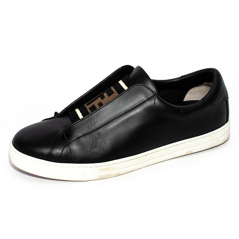  Fendi Size 40 Black Leather Sneakers