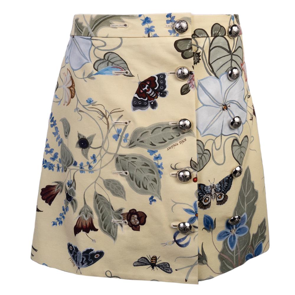  Gucci Size 42 Yellow Floral Skirt