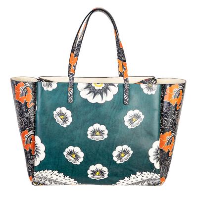Valentino Floral Print Leather Tote