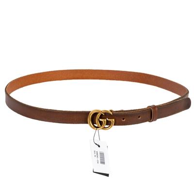 Gucci Size 38 Brown Leather Slim Belt 