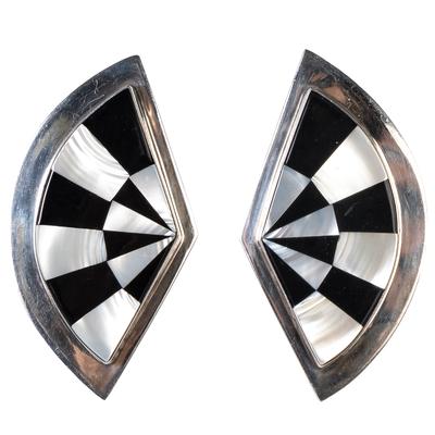 Suzanne St. ClaireSilver & Mop Onyx Clip On Earrings