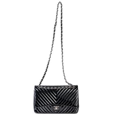 Chanel Chevron Patent Jumbo Flap Handbag