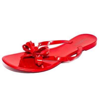 Valentino Size 38 Red Rockstud Bow Jelly Thongs