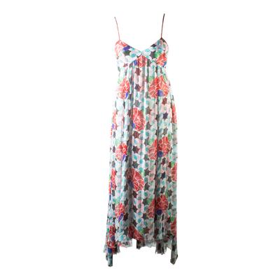 Chanel Size 40 Floral Silk Maxi Dress 