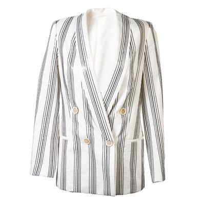 Brunello Cucinelli Size 38 White Sequins Striped Blazer