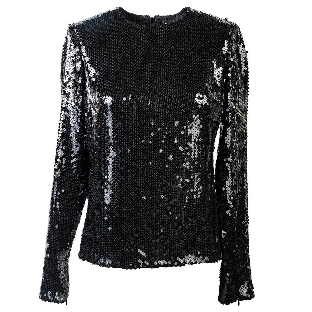  Chanel Size 36 2019 Black Sequin Ls Top