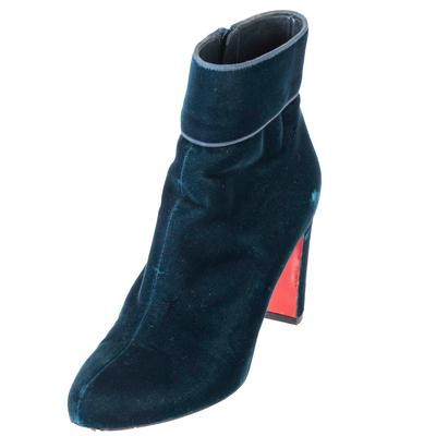 Christian Louboutin Size 38.5 Blue Velvet Boots 