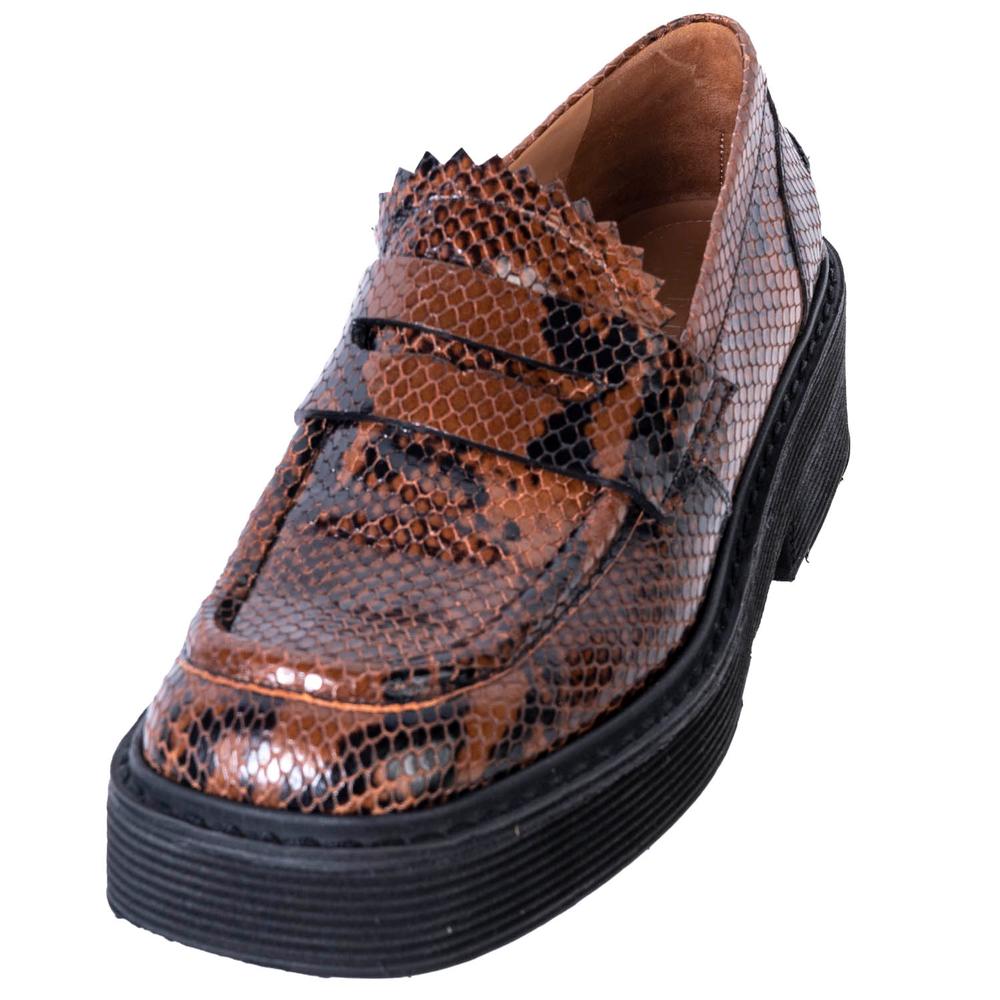  Marni Size 40 Brown Snake Print Penny Loafers