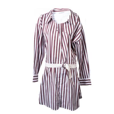 Victoria Beckham Size 8 Brown Striped Wrap Dress