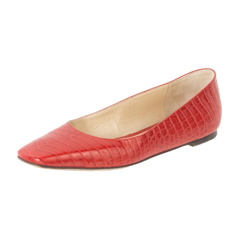  Jimmy Choo Size 37.5 Red Leather Shoes