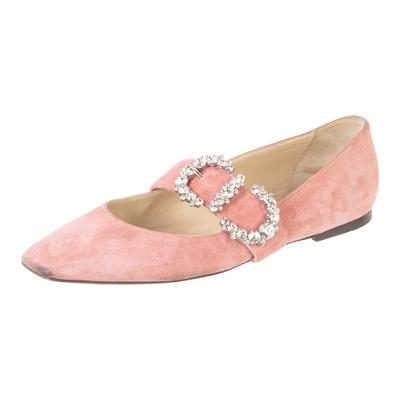 Jimmy Choo Size 37.5 Pink Suede Shoes 