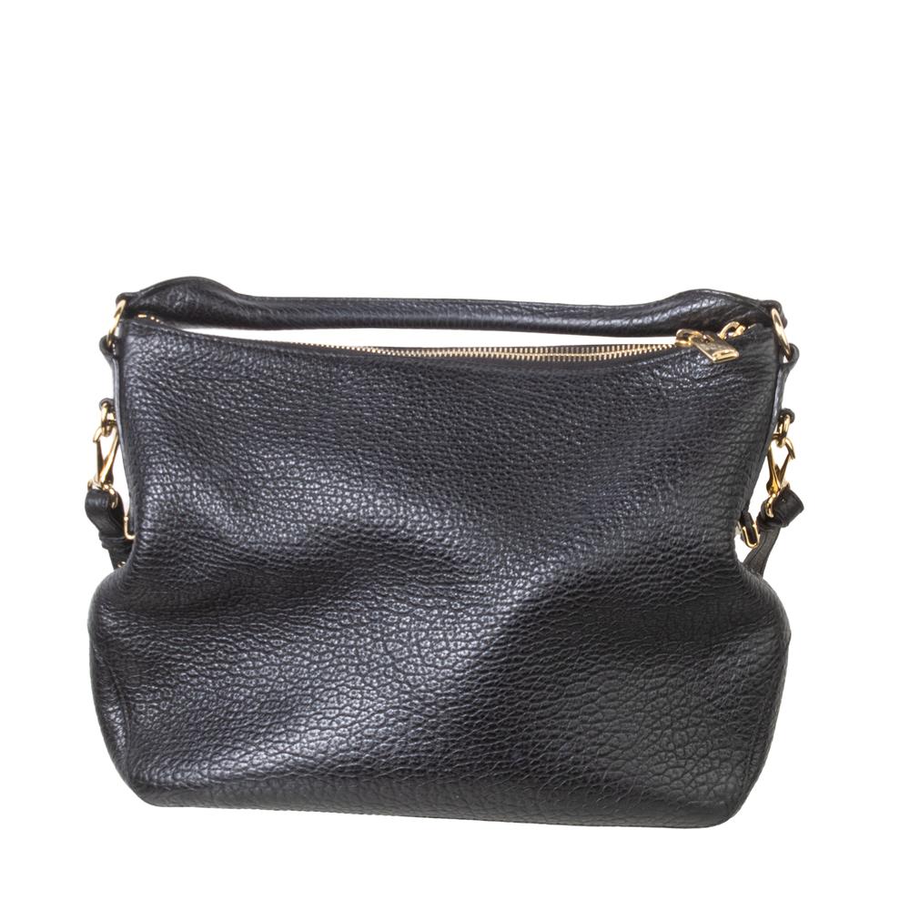  Burberry Black Leather Dual Strap Handbag
