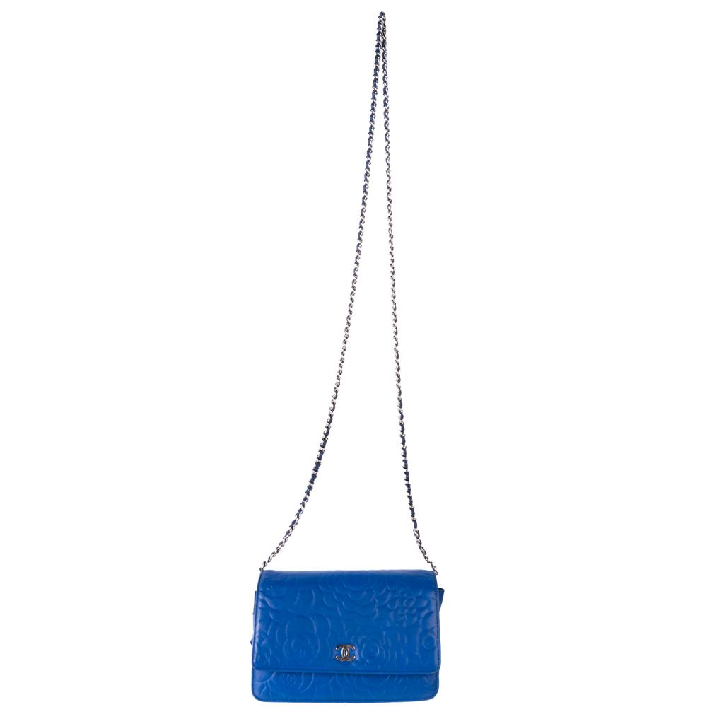  Chanel Cobalt Camellia Wallet On Chain Handbag