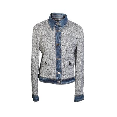 Dolce + Gabbana Size 44 Tweed Jean Jacket