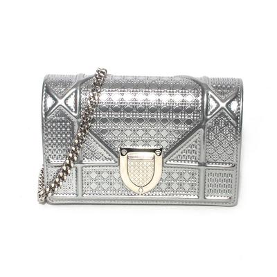 Christian Dior Silver Micro Cannage Diorama Crossbody Bag