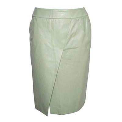 Chanel Size 40 Green Leather Skirt