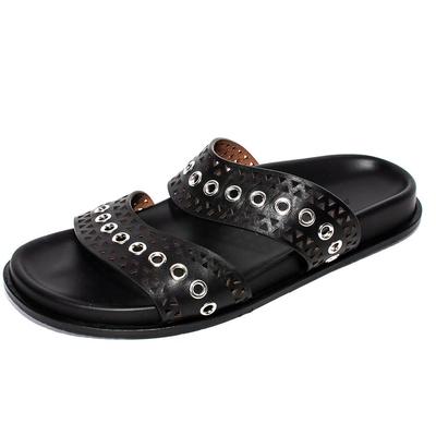 Alaia Size 37.5 Black Leather Sandals
