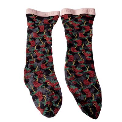 Gucci Sheer Strawberry Print Socks 