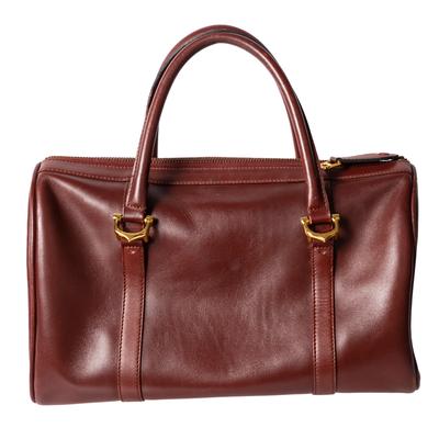 Cartier Burgundy Leather Duffle Handbag 