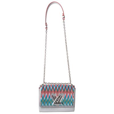 Louis Vuitton Silver Limited Edition Twist MM Woven Handbag
