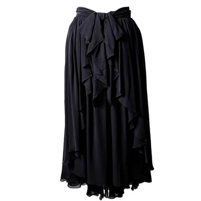Chanel Size 36 Black 2020 Silk Ruffle Skirt