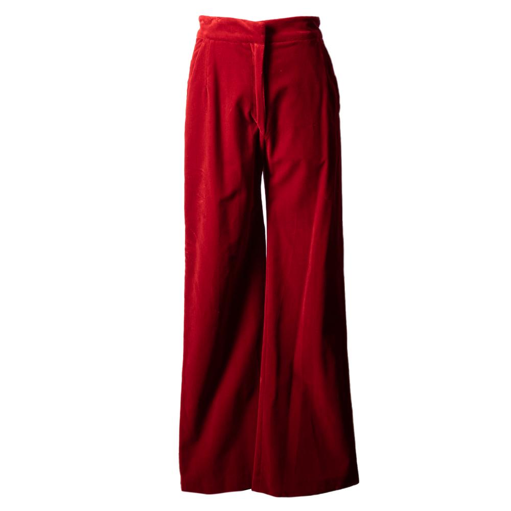  Dries Van Noten Size 36 Red Velvet Wide Leg Pants