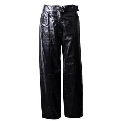 Chanel Size 38 Black Straight Leg Logo Belt Pants