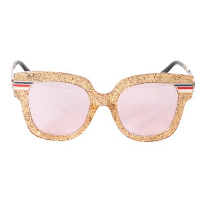 Gucci Gold Wide Glitter Frame Sunglasses