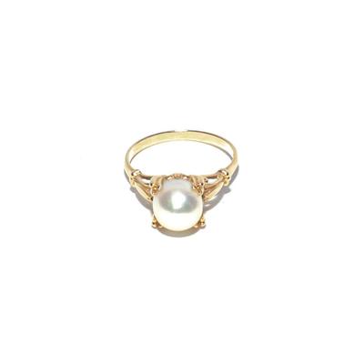 18K Gold Size 6 Pearl Ring