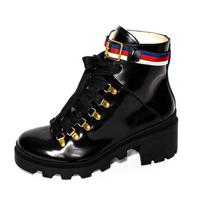 Gucci Size 39.5 Black Leather Boots