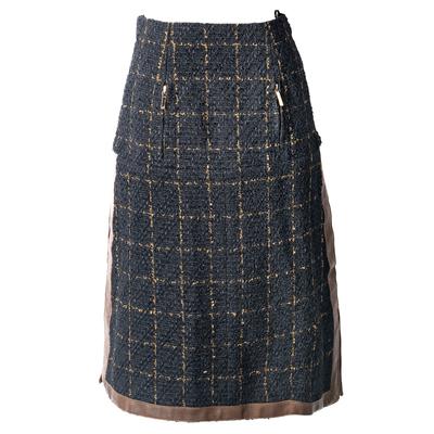 Chanel Size 36 Black 2017 Leather Trim Tweed Skirt