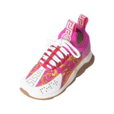 Versace Size 37.5 Pink Chain Reaction Lace up Sneakers