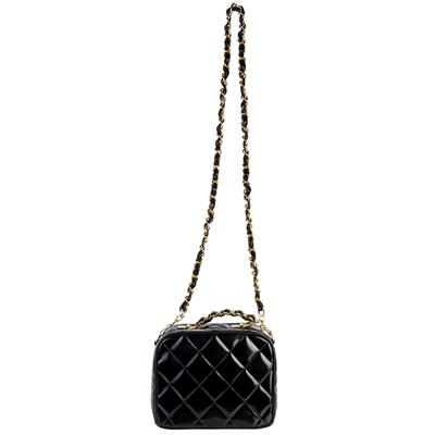 Chanel Black Vintage Patent Leather Case Handbag