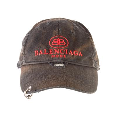Balenciaga Size Large Mode Black Distressed Hat with Ring 