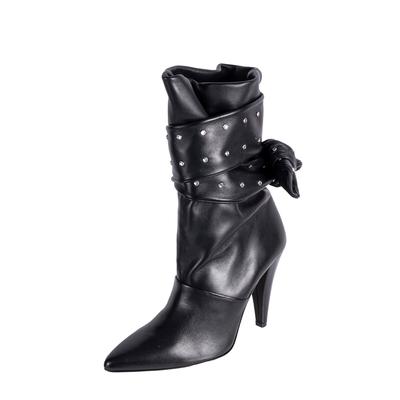 Iro Size 37 Black Leather & Rhinestone Boots