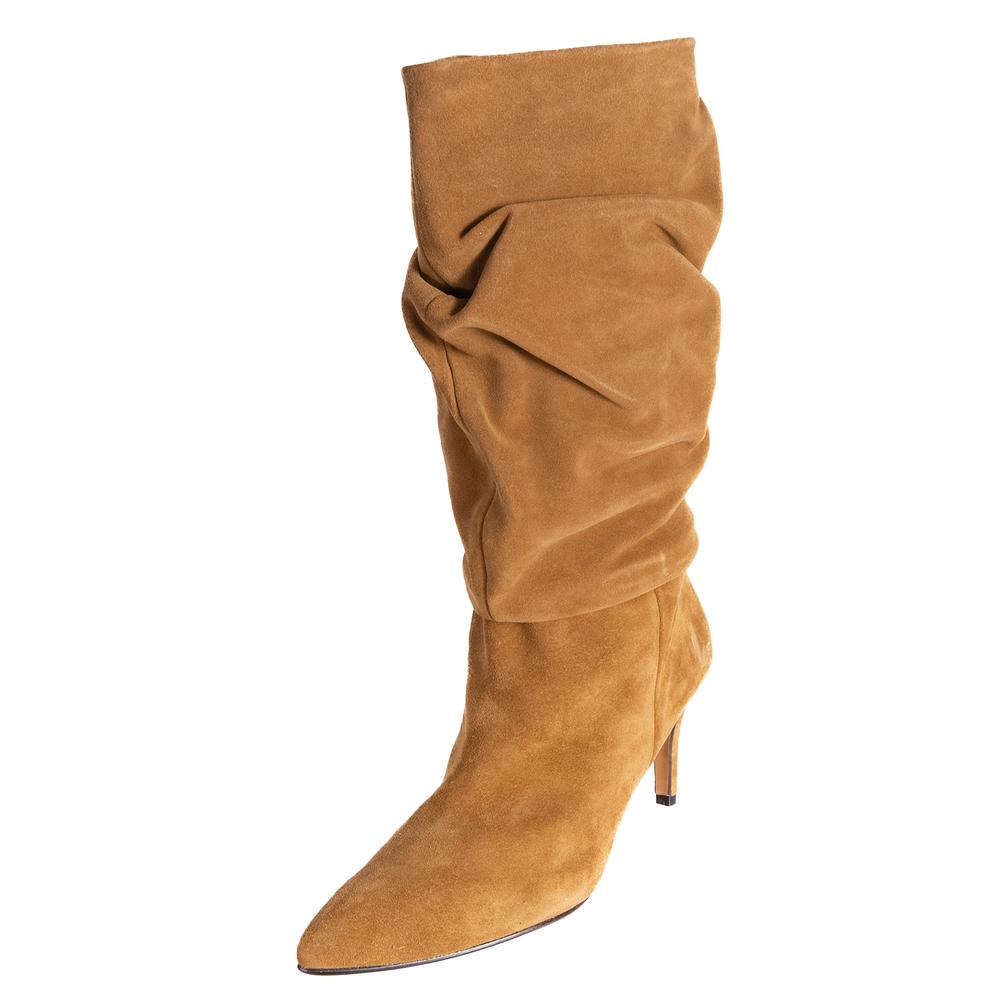  Toral Size 41 Tan Tall Ruched Suede Boots