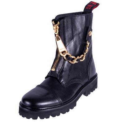 Zadig & Voltaire Size 36 Black Leather Chain Zip Loop Boots