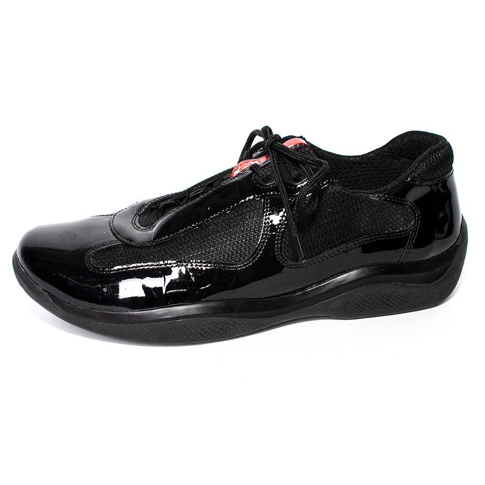  New Prada Size 39 Black Patent Sneakers