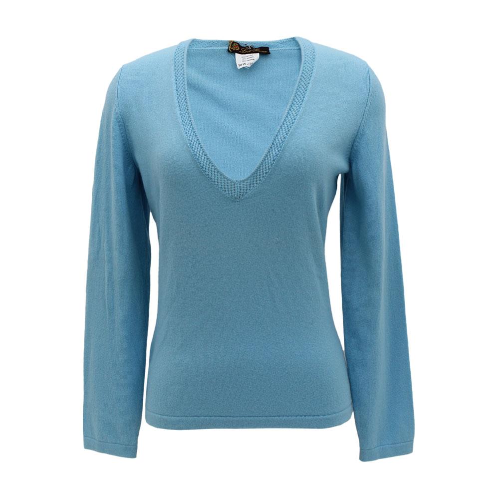  Loro Piana Size Large Blue Cashmere Sweater