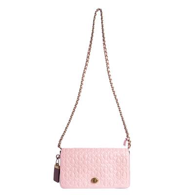 Coach Pink Embossed Sign Dinky Crossbody