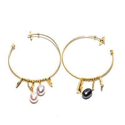 Louis Vuitton 18K Gold Dyed Pearl Hoop Earrings