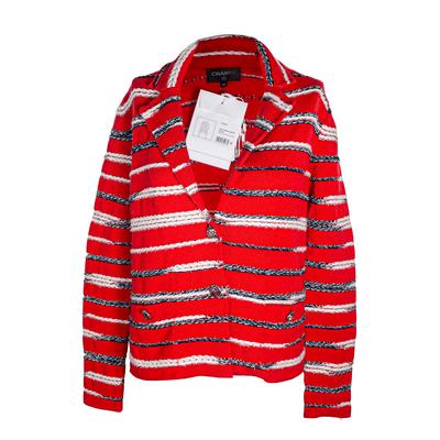 Chanel Size 38 2020 Red Striped Knit Jacket