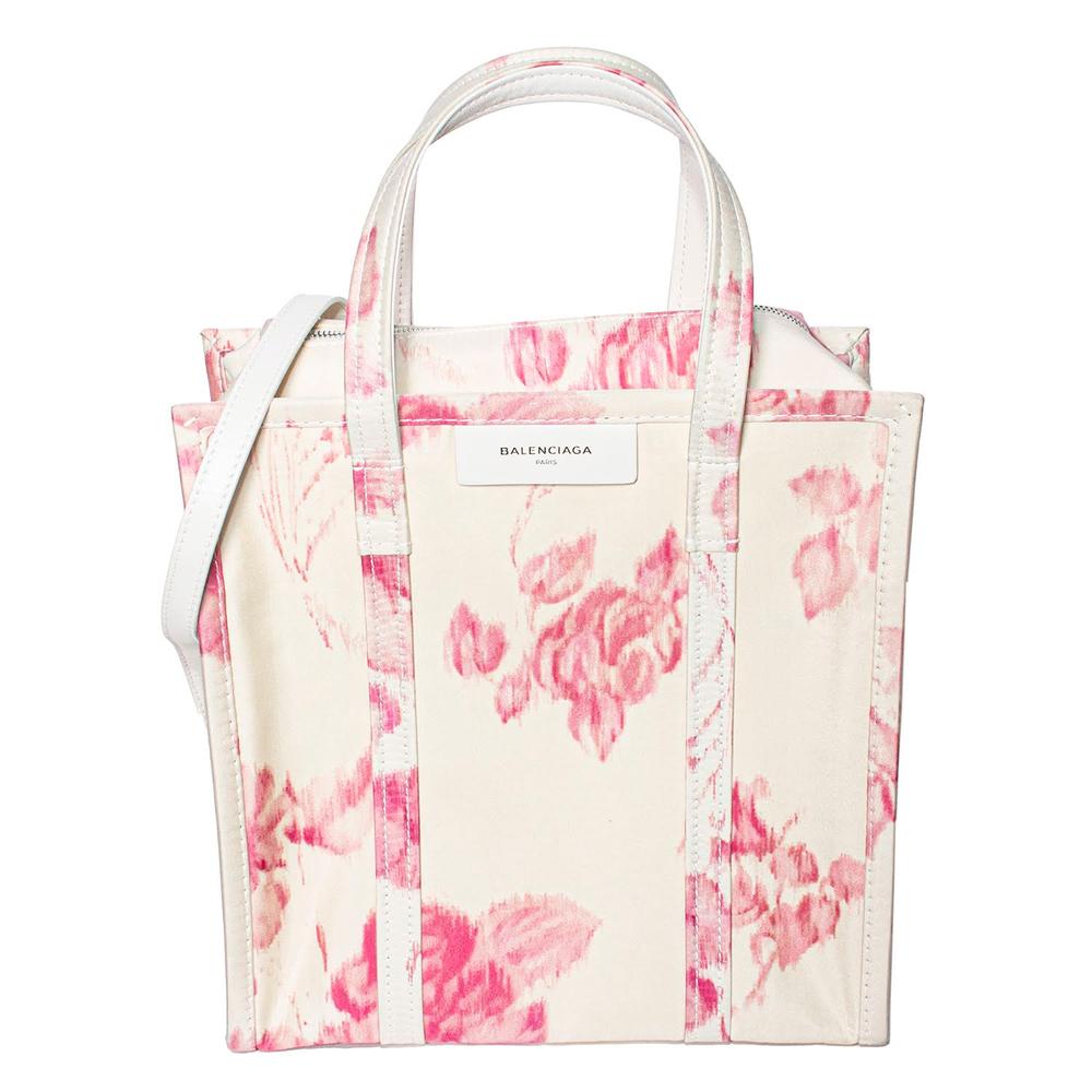  Balenciaga Off White Floral Tote Bag