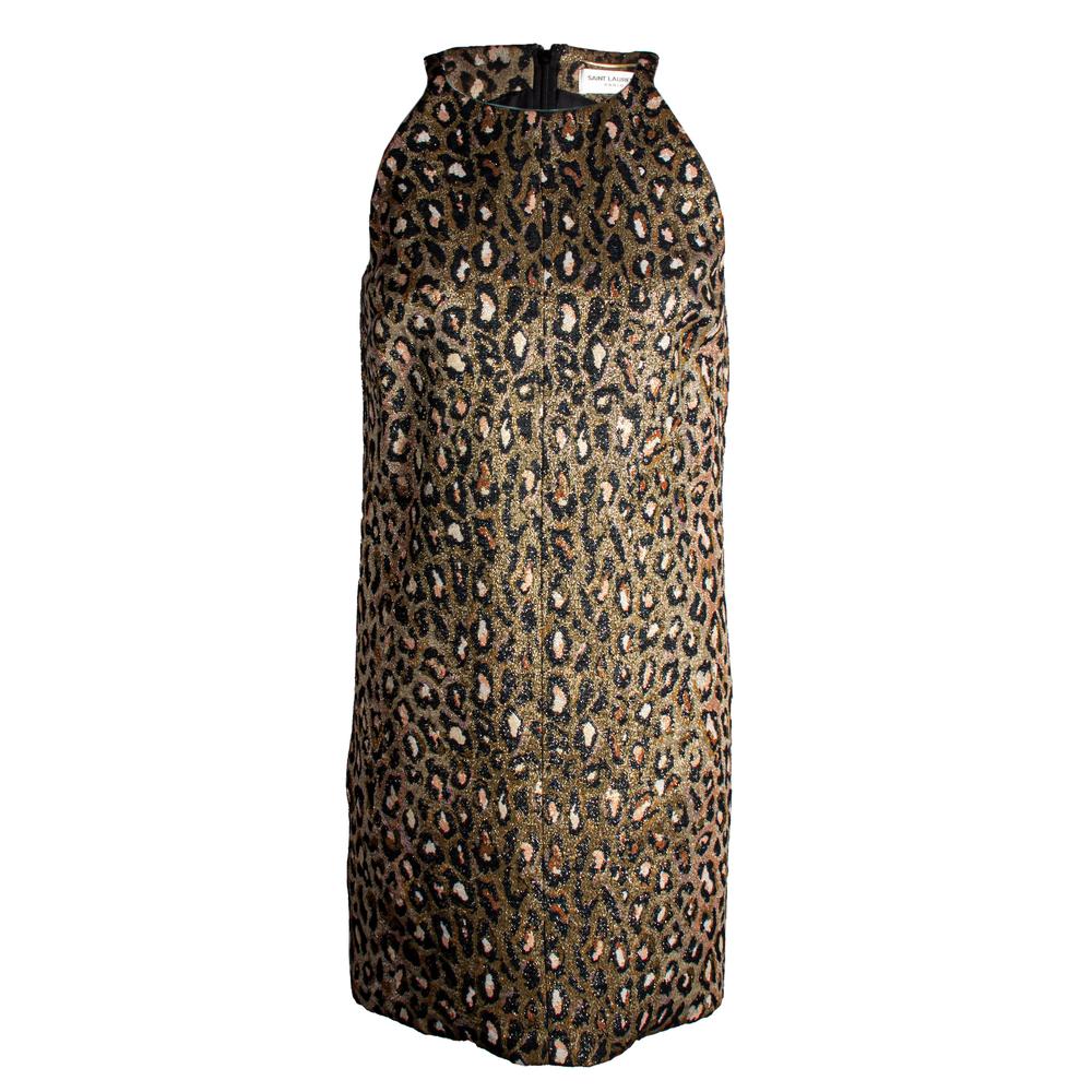  Saint Laurent Size Medium Brown Leopard Dress